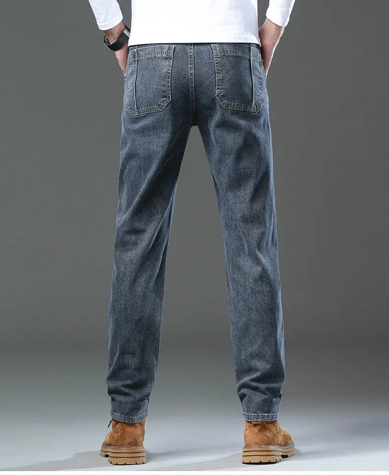 Men's Blue Slim Fit Six-Pocket Jeans Stretch Thin — feature 11