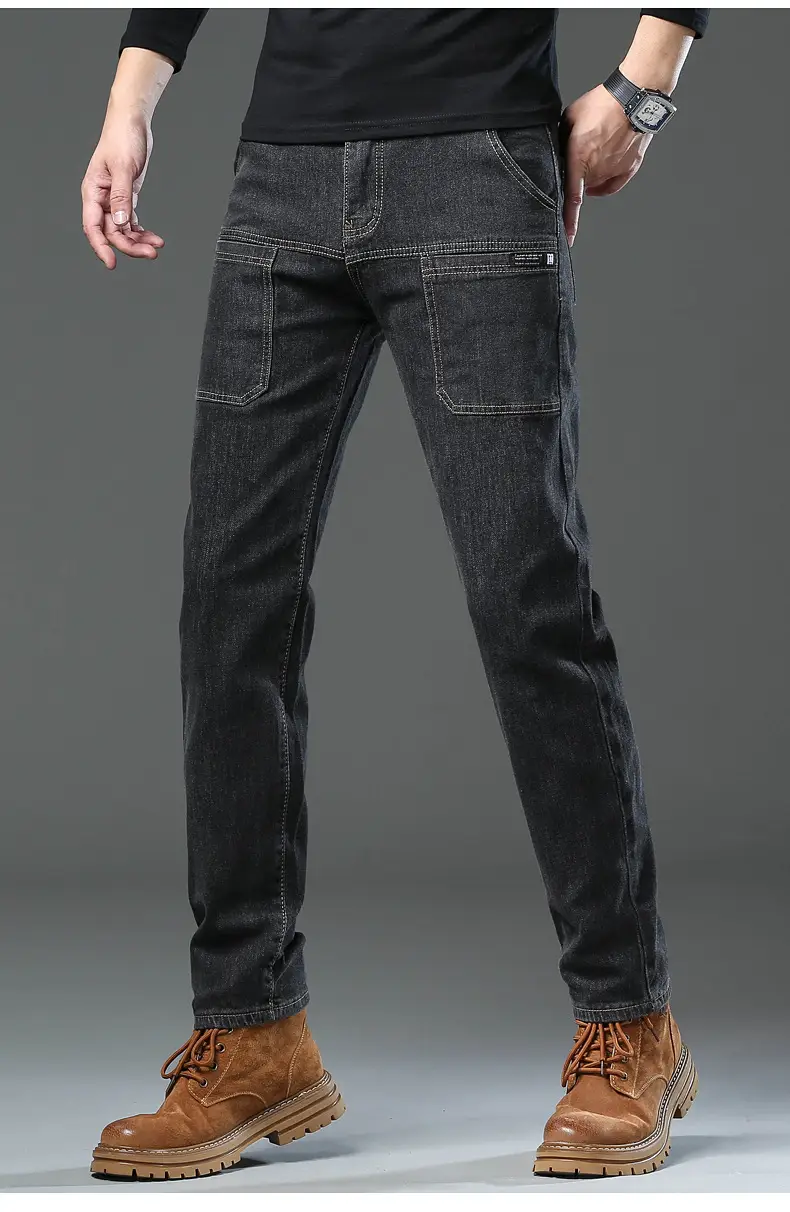 Men's Blue Slim Fit Six-Pocket Jeans Stretch Thin — feature 13