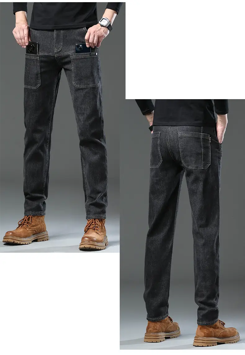 Men's Blue Slim Fit Six-Pocket Jeans Stretch Thin — feature 14