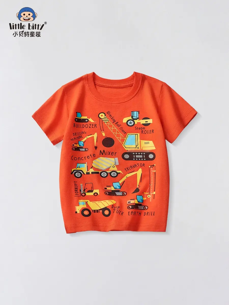 Kids T-Shirt Orange Cartoon Excavator 2025 - Image 6