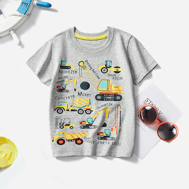 Kids T-Shirt Orange Cartoon Excavator 2025 - Image 3