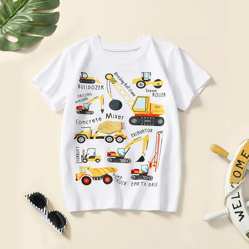 Kids T-Shirt Orange Cartoon Excavator 2025 - Image 5