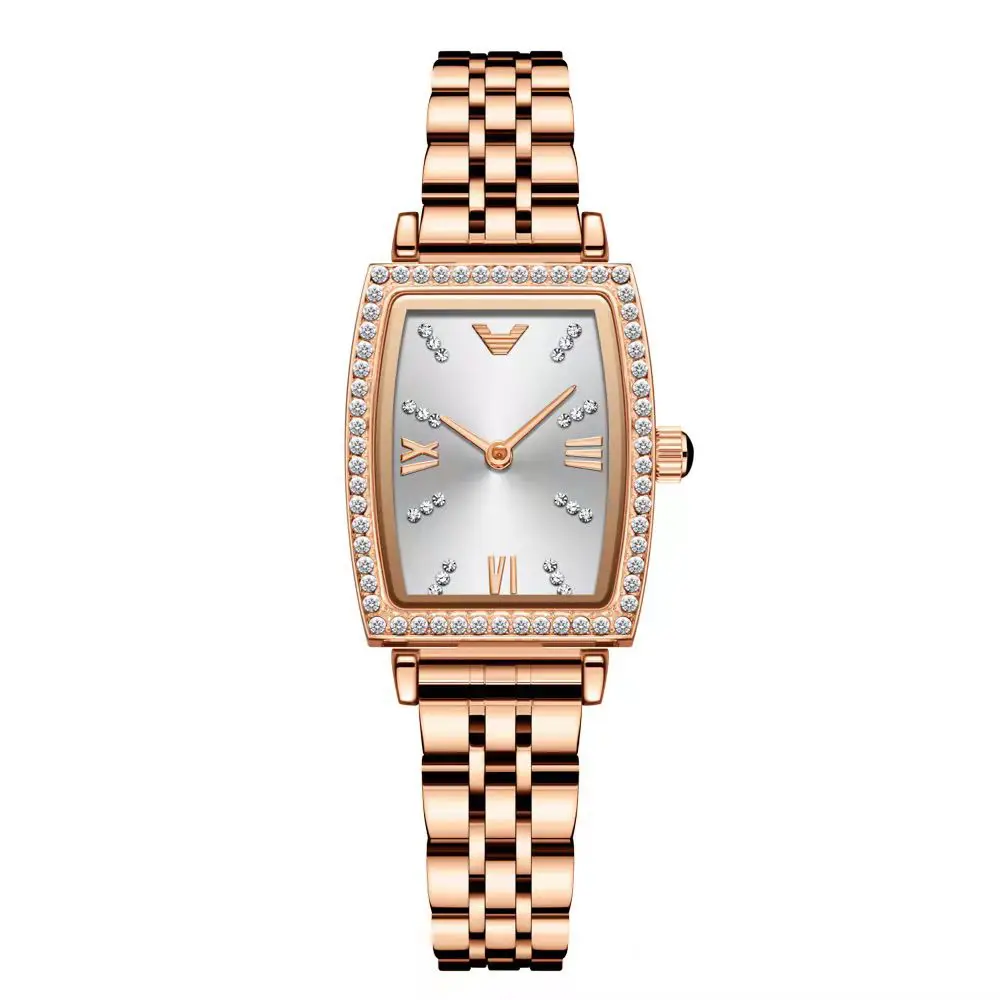 Rose Gold Women's Quartz Watch with Diamond Inlay — feature 1