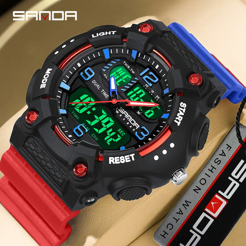 Sanda Red Blue Digital Watch for Boys Girls Sports Waterproof - Image 21