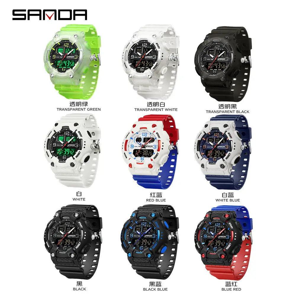 Sanda Red Blue Digital Watch for Boys Girls Sports Waterproof - Image 22