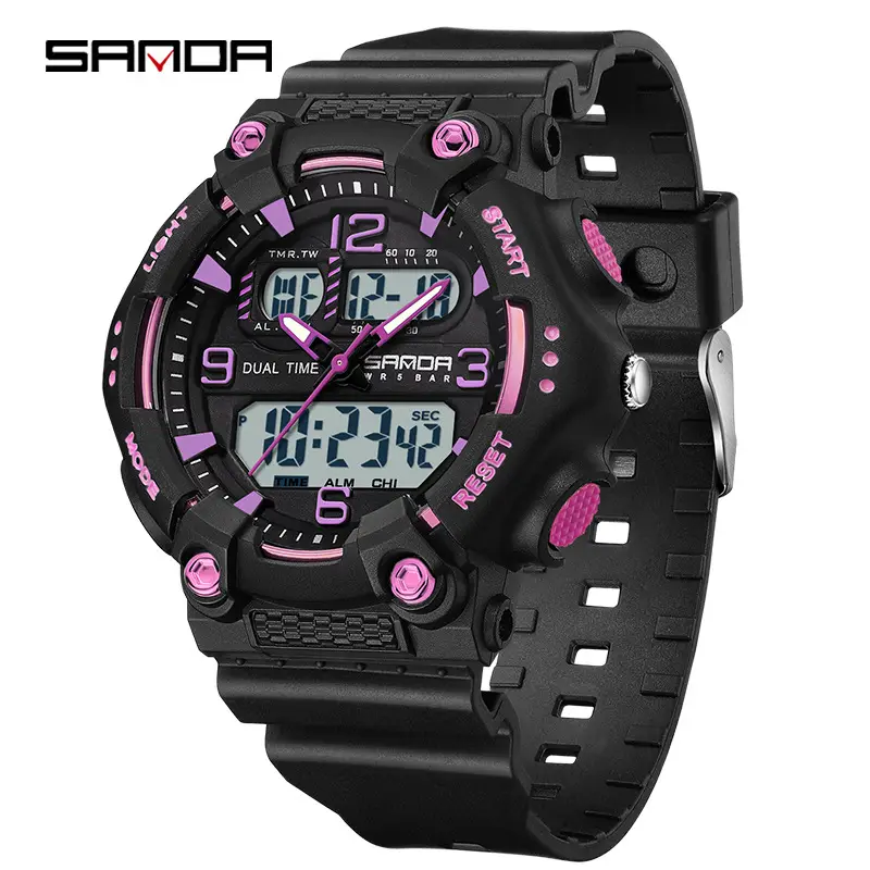 Sanda Red Blue Digital Watch for Boys Girls Sports Waterproof - Image 13
