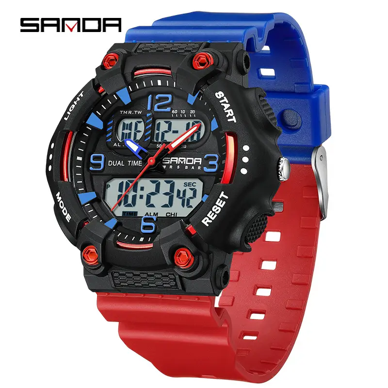 Sanda Red Blue Digital Watch for Boys Girls Sports Waterproof - Image 14