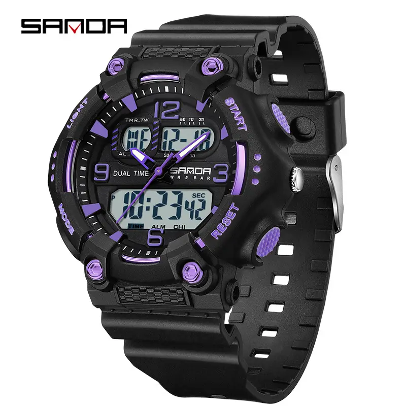 Sanda Red Blue Digital Watch for Boys Girls Sports Waterproof - Image 15
