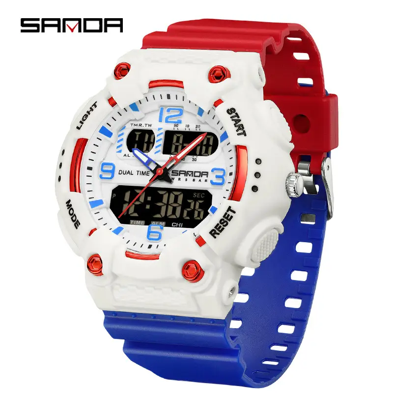 Sanda Red Blue Digital Watch for Boys Girls Sports Waterproof - Image 6