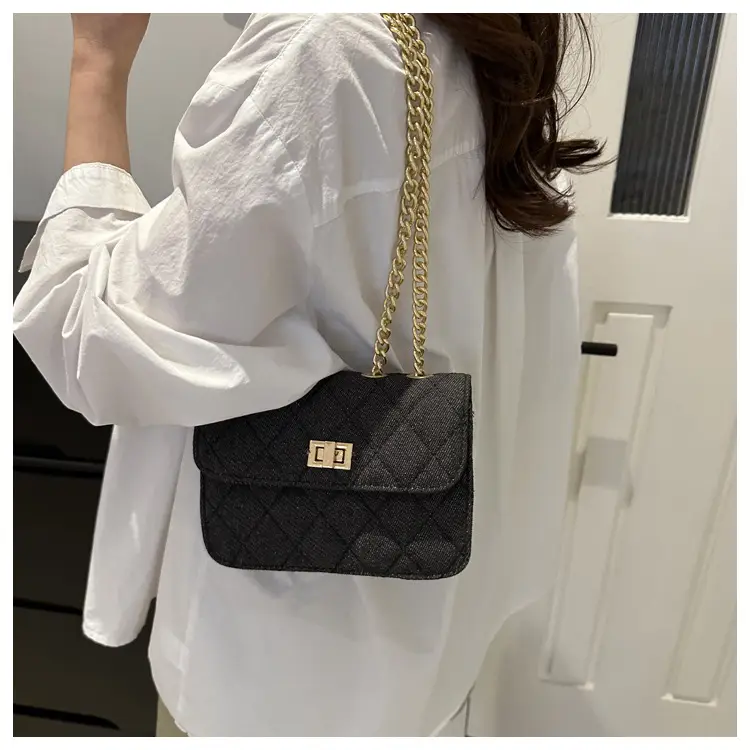 Elegant Rhombic Chain Denim Bag Women 2024 - Image 5