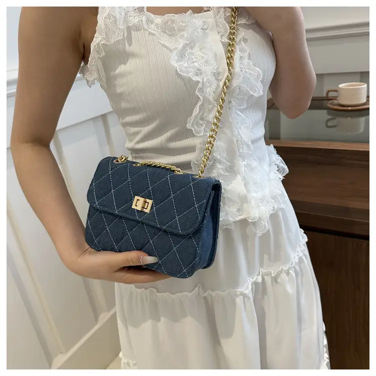 Elegant Rhombic Chain Denim Bag Women 2024 — feature 10