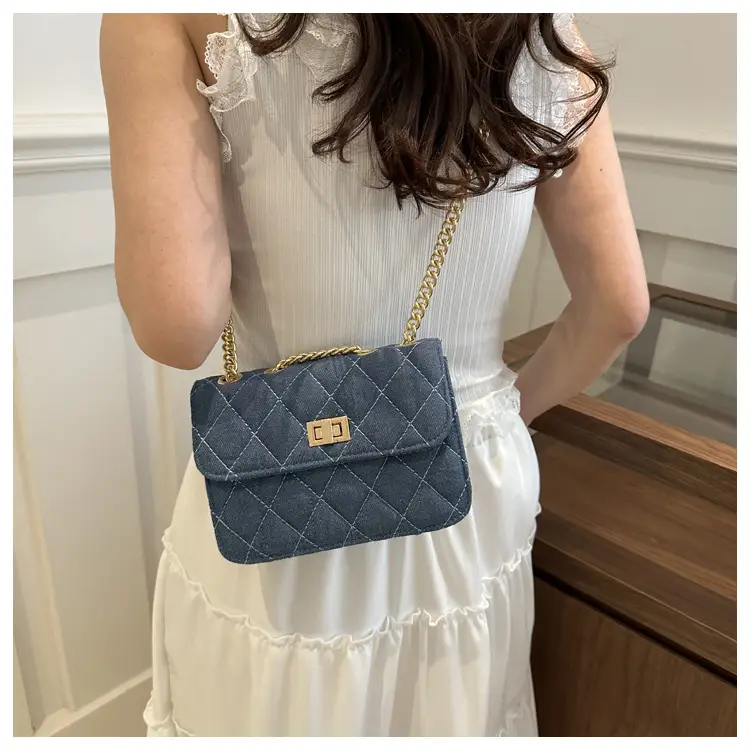 Elegant Rhombic Chain Denim Bag Women 2024 — feature 12