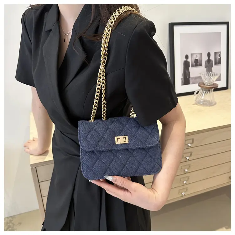 Elegant Rhombic Chain Denim Bag Women 2024 — feature 13