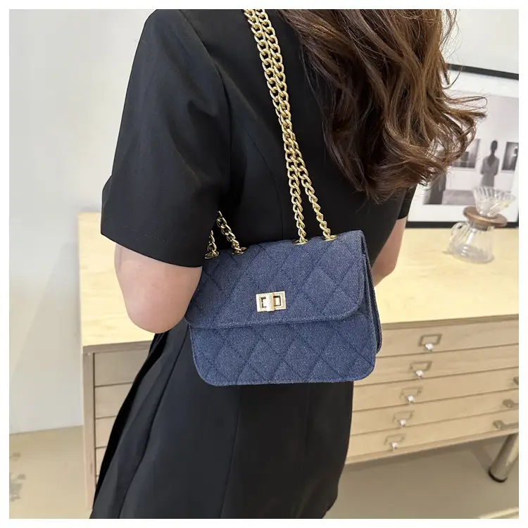 Elegant Rhombic Chain Denim Bag Women 2024 — feature 14