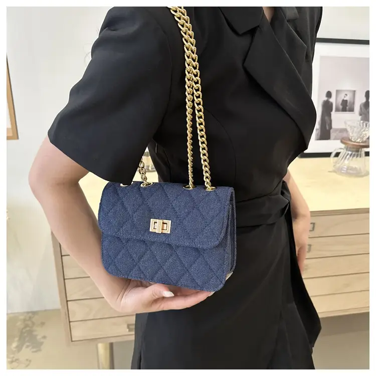 Elegant Rhombic Chain Denim Bag Women 2024 — feature 15