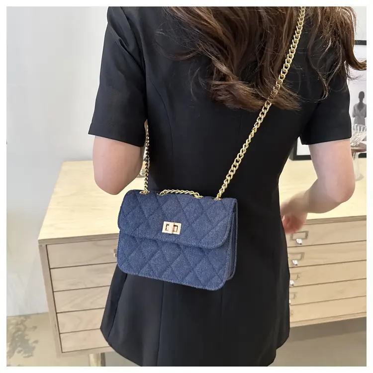 Elegant Rhombic Chain Denim Bag Women 2024 — feature 16