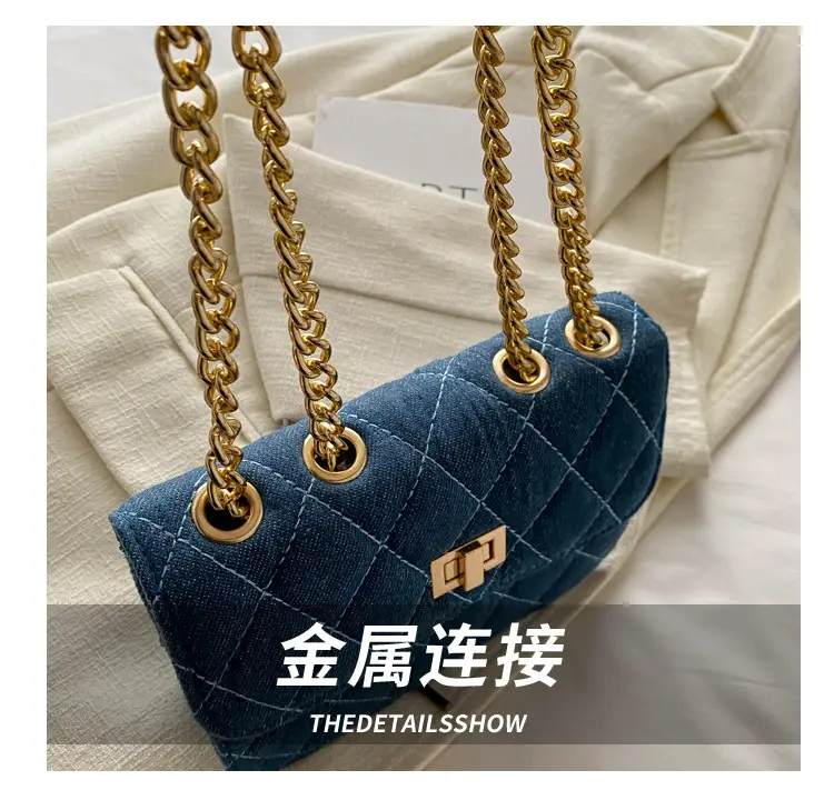 Elegant Rhombic Chain Denim Bag Women 2024 — feature 5