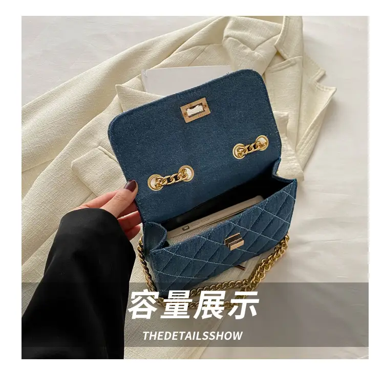 Elegant Rhombic Chain Denim Bag Women 2024 — feature 7