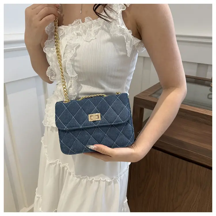 Elegant Rhombic Chain Denim Bag Women 2024 — feature 9