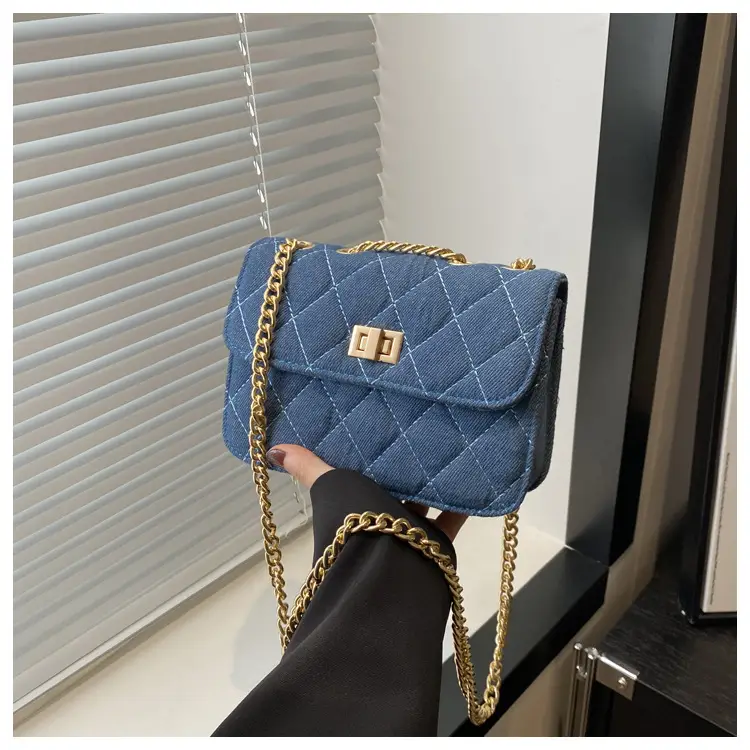 Elegant Rhombic Chain Denim Bag Women 2024 - Image 2