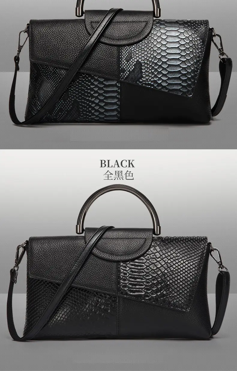 Black Croc Leather Clutch Bag for Women Large Capacity — feature 2