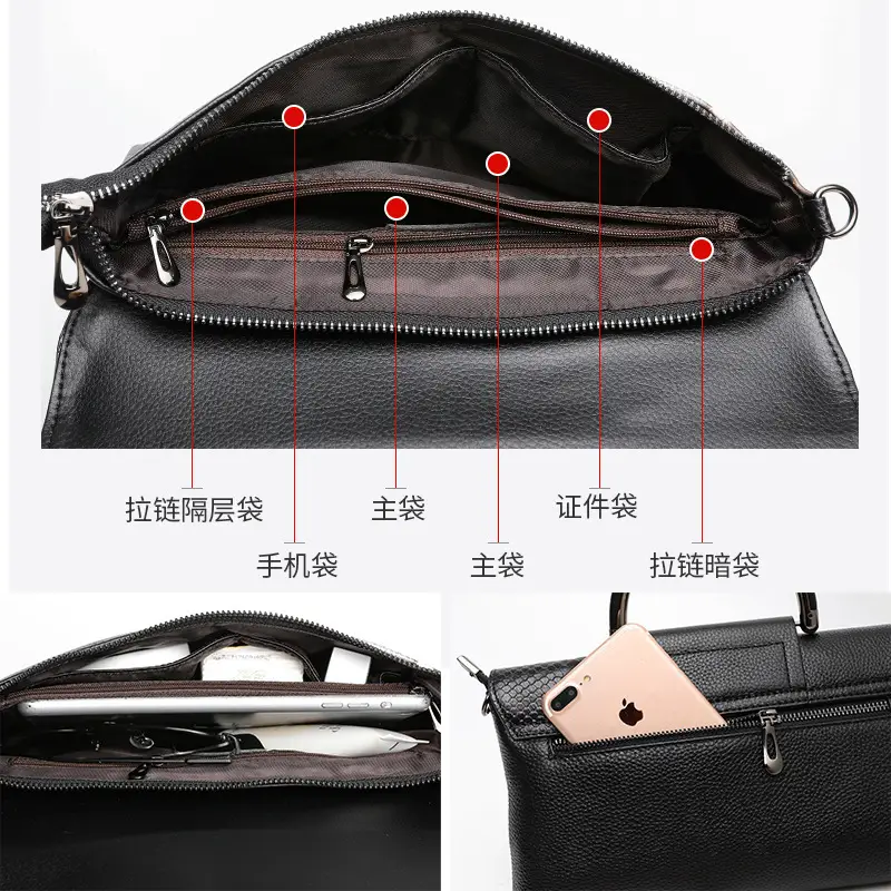 Black Croc Leather Clutch Bag for Women Large Capacity — feature 6