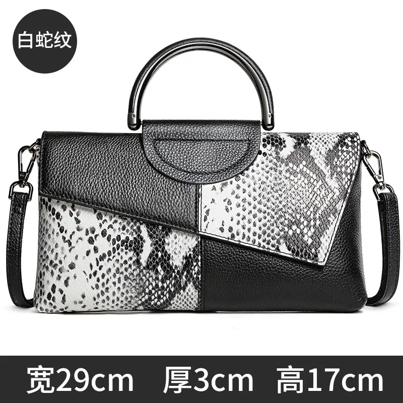 Black Croc Leather Clutch Bag for Women Large Capacity