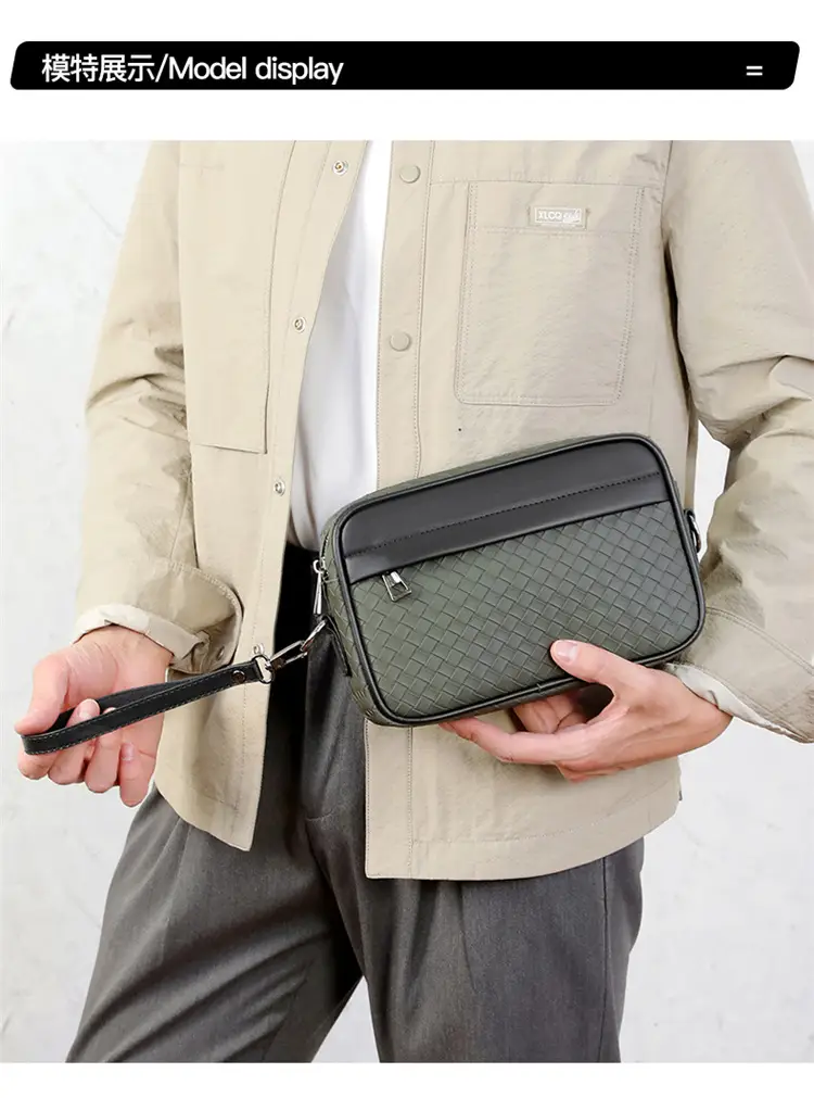 2026 Men's Woven Crossbody Bag Green Korean Style — feature 16