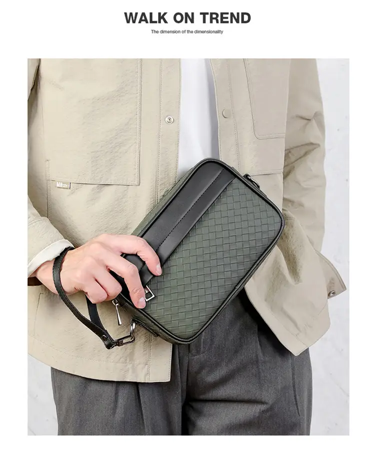 2026 Men's Woven Crossbody Bag Green Korean Style — feature 17