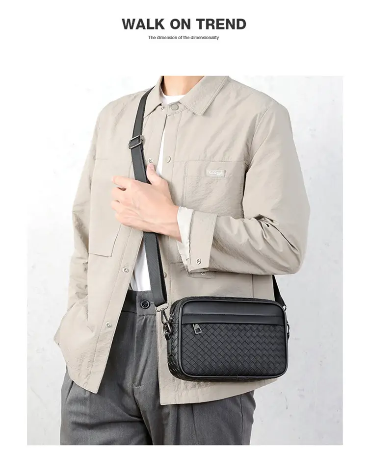2026 Men's Woven Crossbody Bag Green Korean Style — feature 21