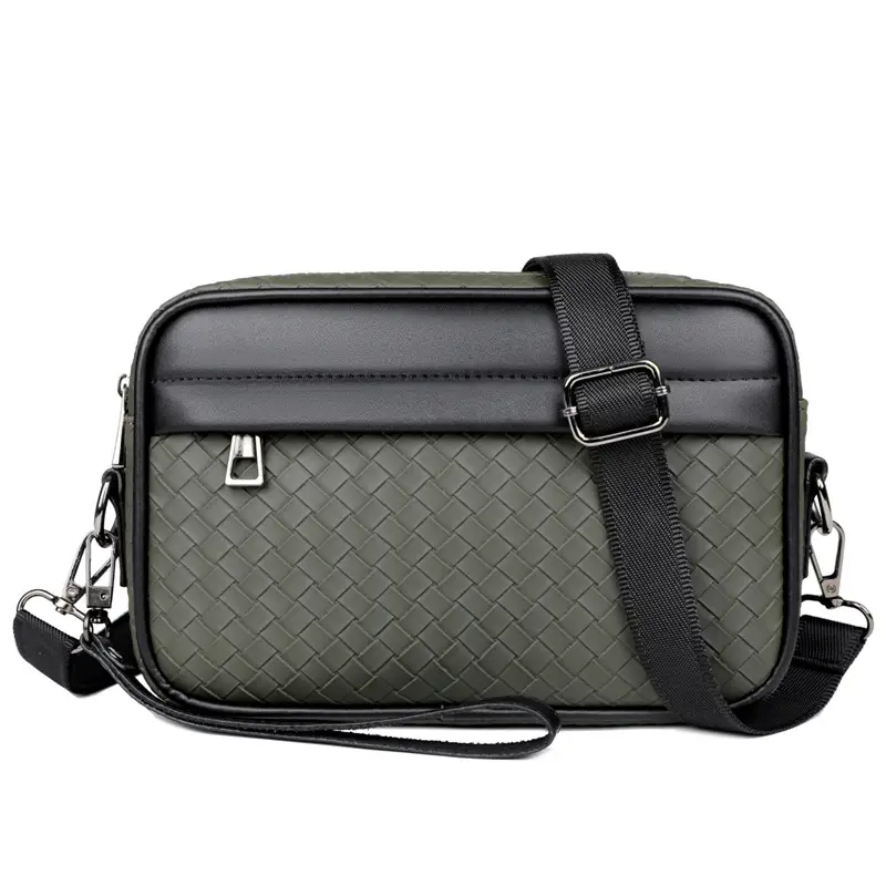 2026 Men's Woven Crossbody Bag Green Korean Style - Image 2
