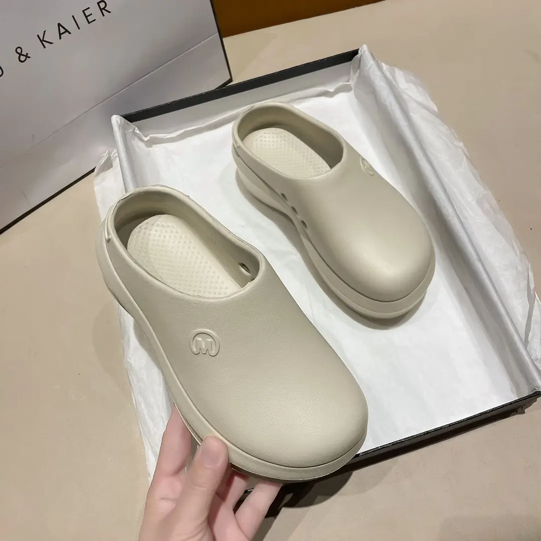 Thick-soled Baotou Half Slippers Women's Outer Wear 2024 New Arrival Lightweight Non-slip Waterproof Heightened Chef Shoes Ins Hole Shoes - Image 2