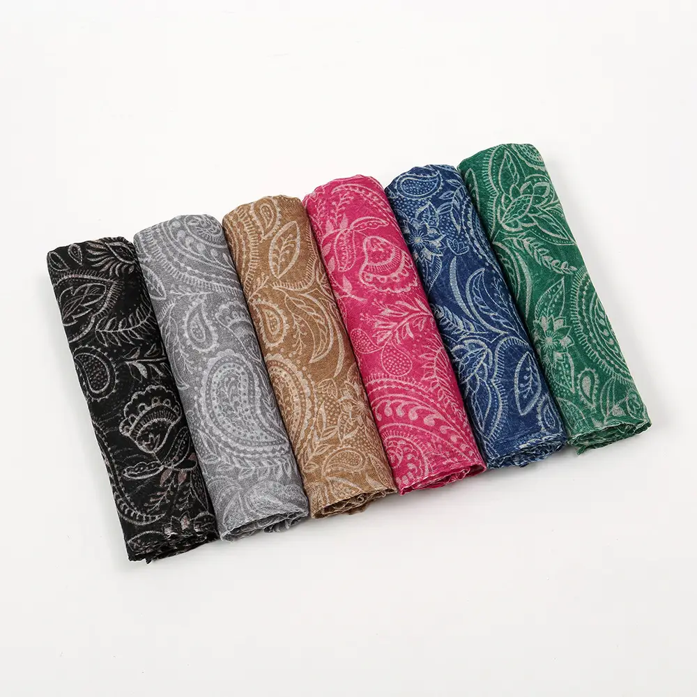 Bali Yarn Scarf Women's Grey Floral Muslim Baotou Silk - Image 9