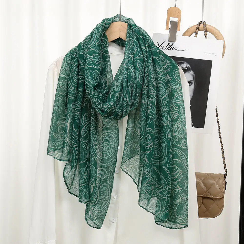 Bali Yarn Scarf Women's Grey Floral Muslim Baotou Silk — feature 14