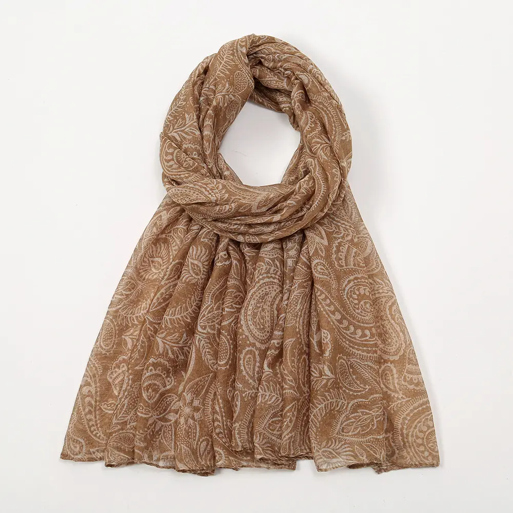 Bali Yarn Scarf Women's Grey Floral Muslim Baotou Silk - Image 3