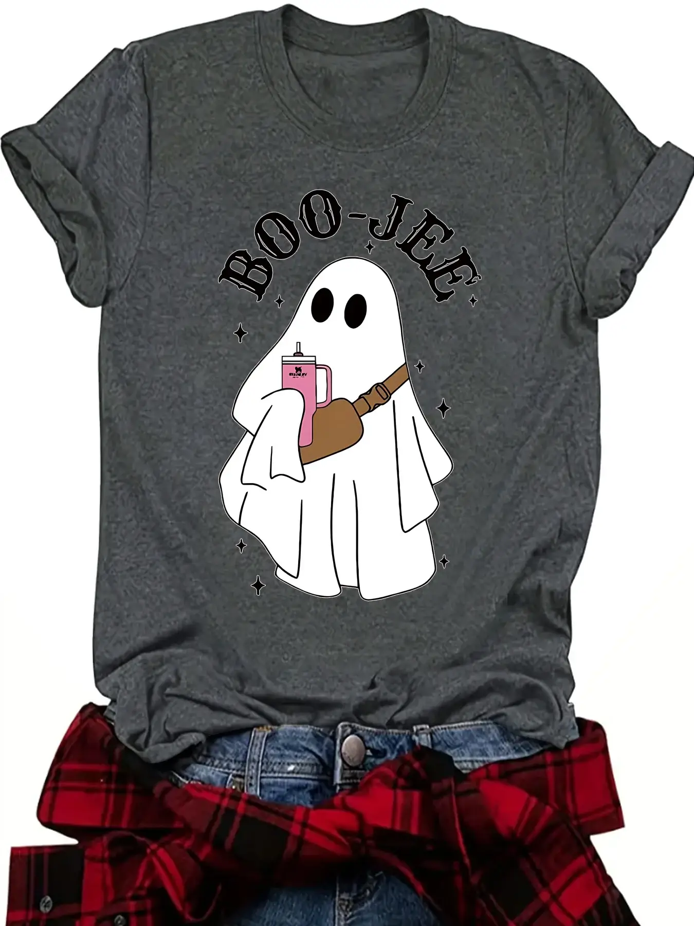 Boo Jee Ghost Halloween T-Shirt Women Purple Short Sleeve — feature 8