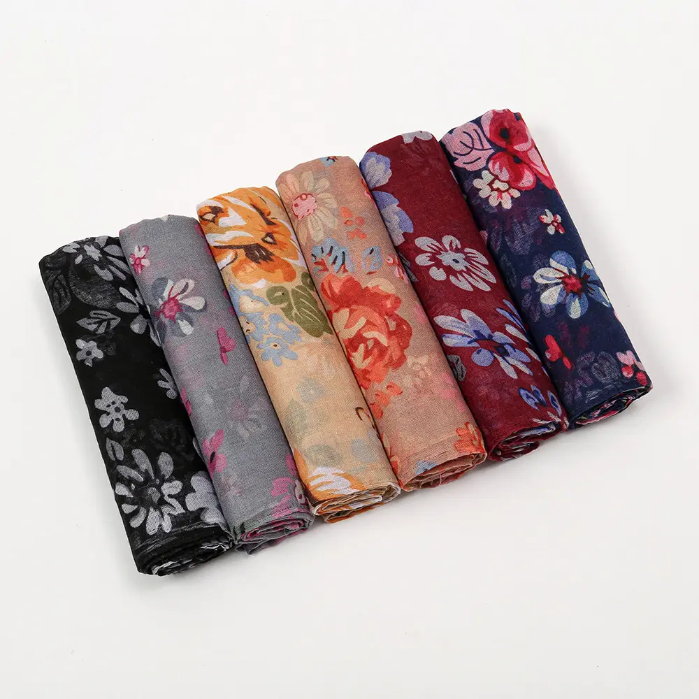 Bali Yarn Scarf Women Printed Long Muslim Turban Silk Sunscreen Shawl - Image 9
