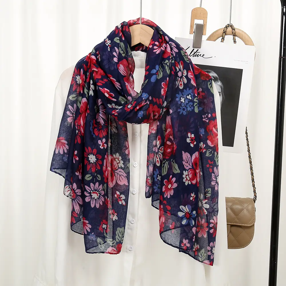 Bali Yarn Scarf Women Printed Long Muslim Turban Silk Sunscreen Shawl — feature 10