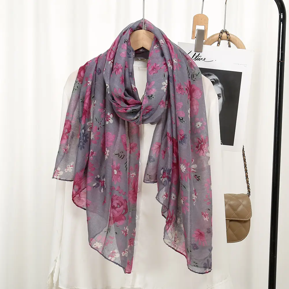 Bali Yarn Scarf Women Printed Long Muslim Turban Silk Sunscreen Shawl — feature 12