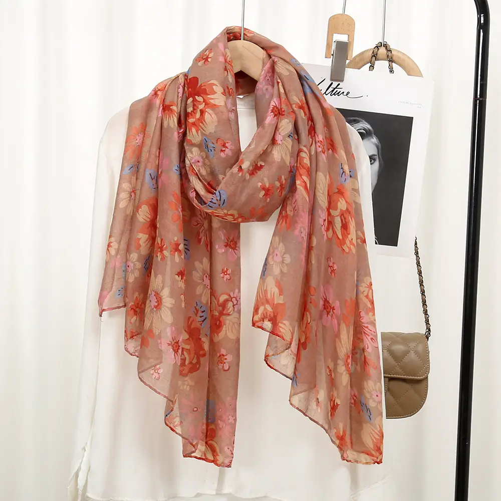 Bali Yarn Scarf Women Printed Long Muslim Turban Silk Sunscreen Shawl — feature 14