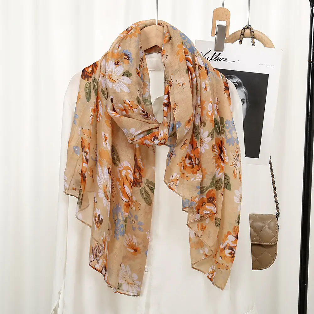 Bali Yarn Scarf Women Printed Long Muslim Turban Silk Sunscreen Shawl — feature 8