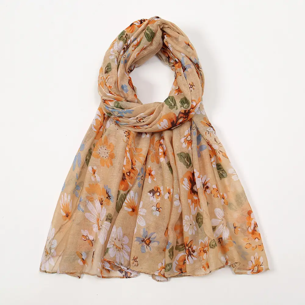 Bali Yarn Scarf Women Printed Long Muslim Turban Silk Sunscreen Shawl - Image 3