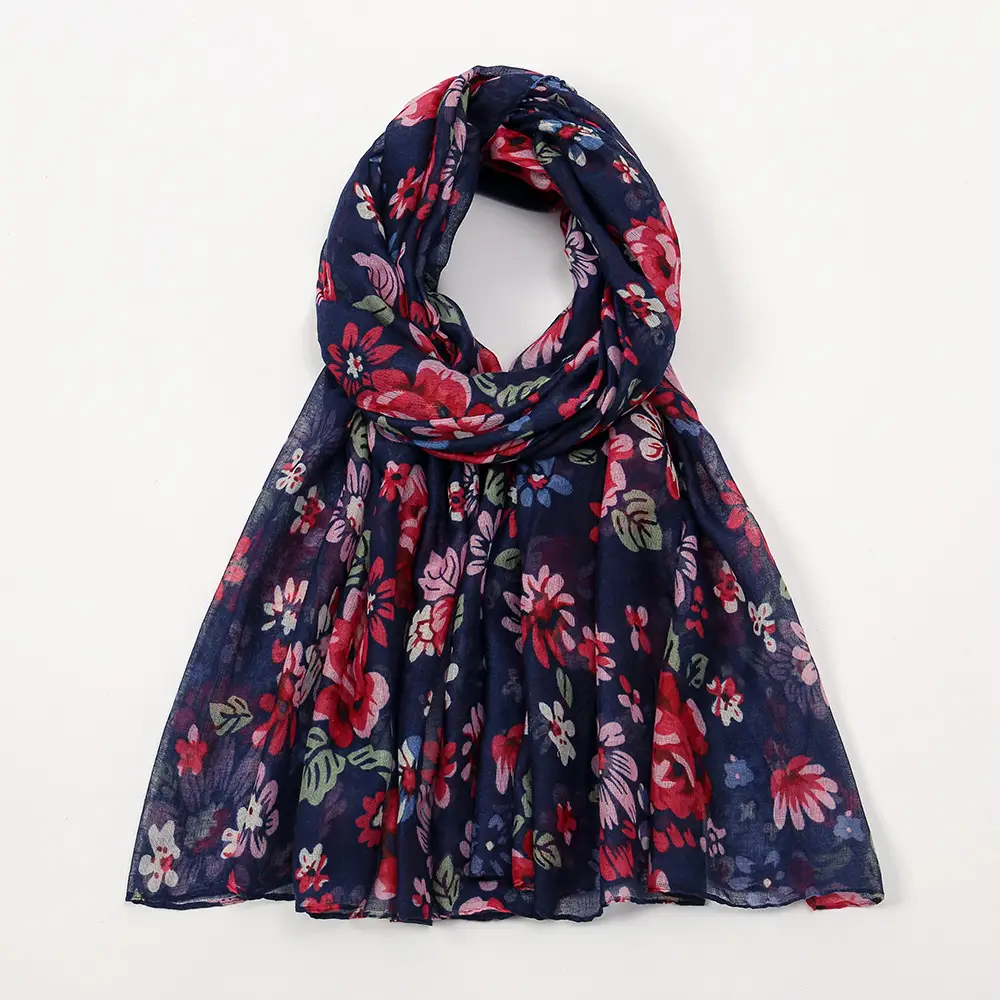 Bali Yarn Scarf Women Printed Long Muslim Turban Silk Sunscreen Shawl - Image 4