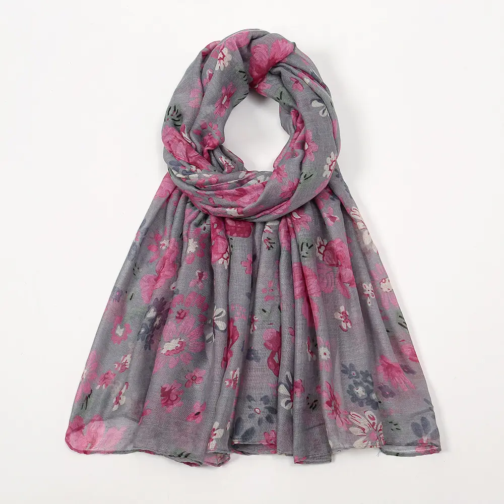 Bali Yarn Scarf Women Printed Long Muslim Turban Silk Sunscreen Shawl - Image 5