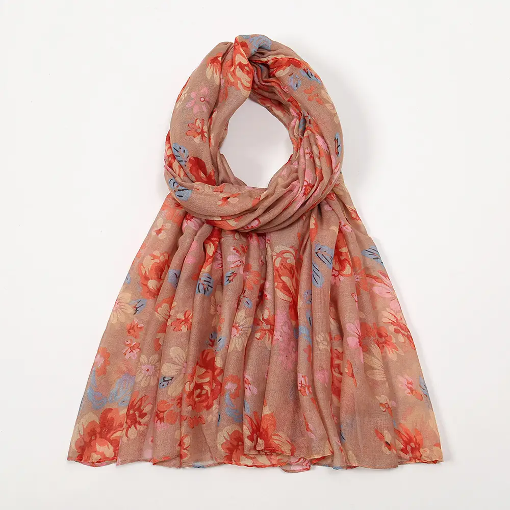 Bali Yarn Scarf Women Printed Long Muslim Turban Silk Sunscreen Shawl - Image 6