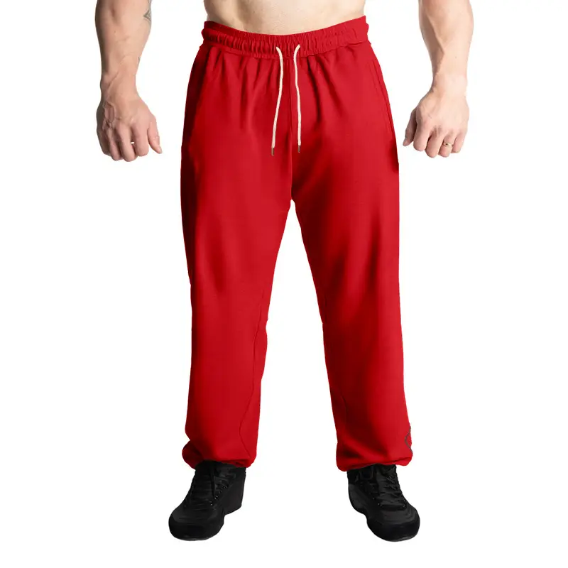 Men Black Heavy Terry Long Pants Spring Fall Loose Wide Leg - Image 6