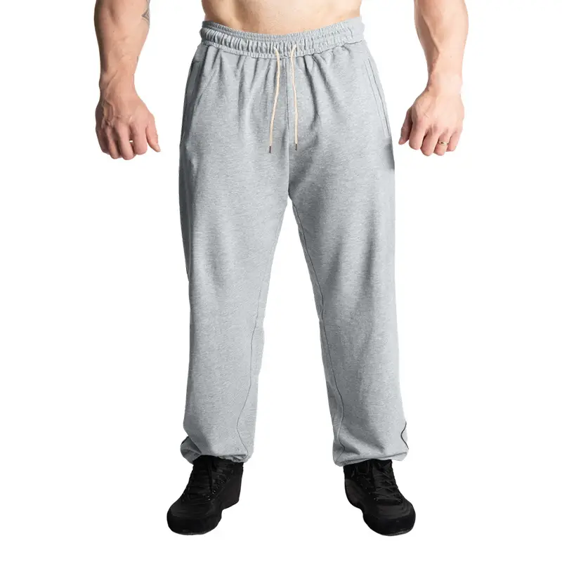 Men Black Heavy Terry Long Pants Spring Fall Loose Wide Leg - Image 7