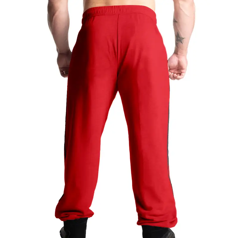 Men Black Heavy Terry Long Pants Spring Fall Loose Wide Leg — feature 22