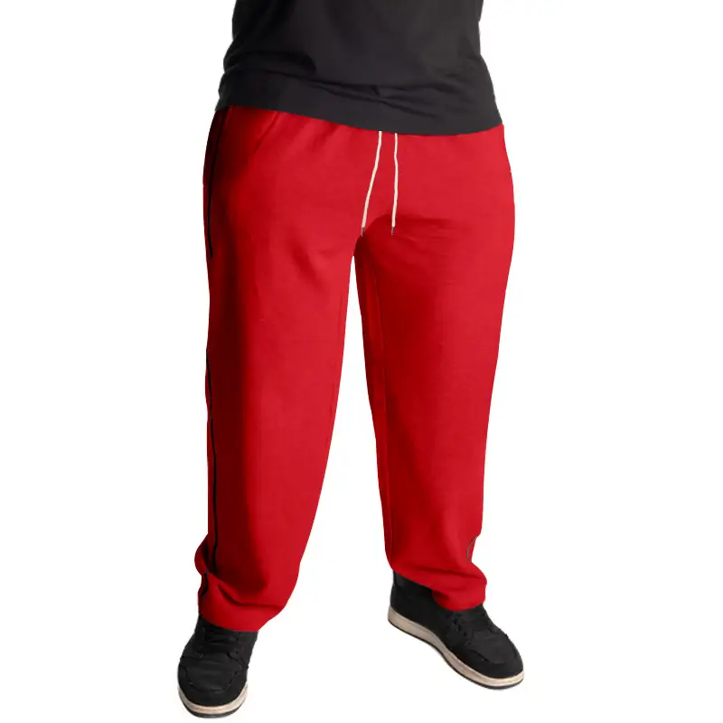 Men Black Heavy Terry Long Pants Spring Fall Loose Wide Leg — feature 23