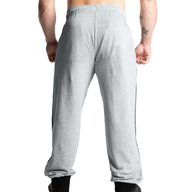 Men Black Heavy Terry Long Pants Spring Fall Loose Wide Leg — feature 30